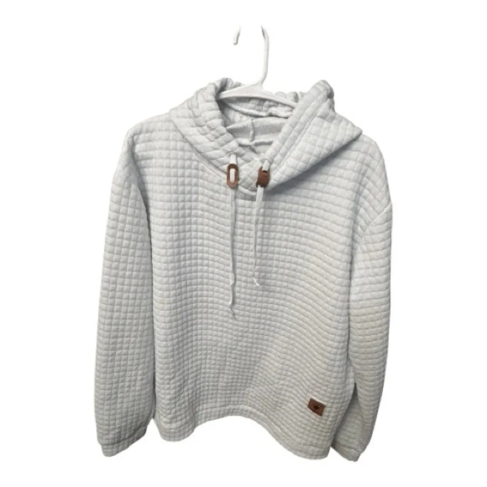 Vogue Men’s White pullover hoodie waffle style size Large Textured Hoodie - Picture 2 of 11